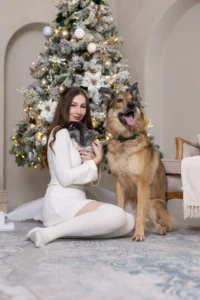 Karácsonyi kutya-gazdi fotózás